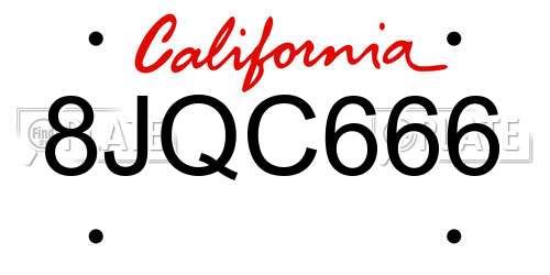 8JQC666 California License Plate