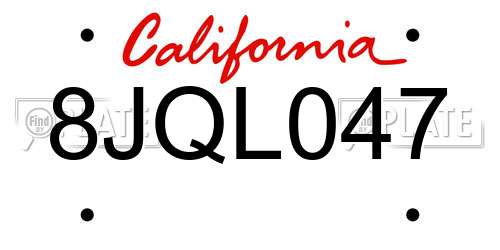 8JQL047 California License Plate