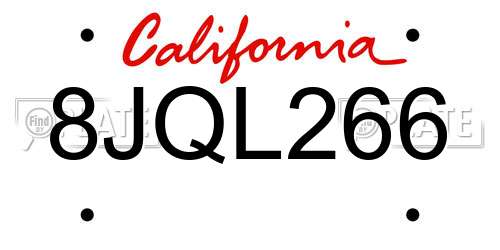 8JQL266 California License Plate