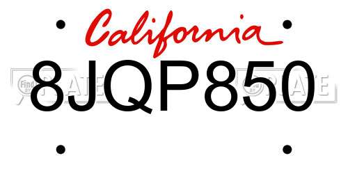 8JQP850 California License Plate