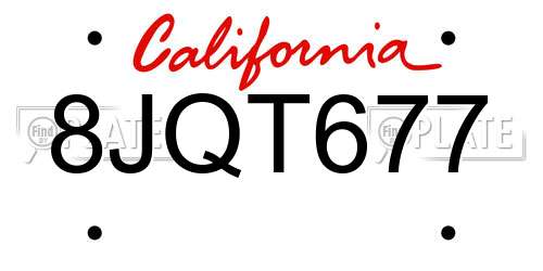 8JQT677 California License Plate