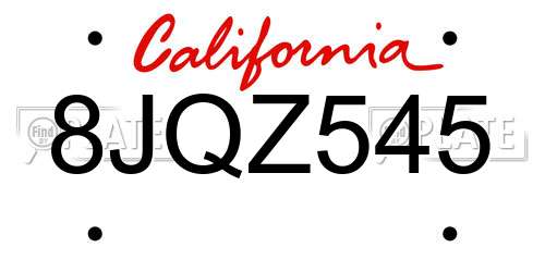 8JQZ545 California License Plate