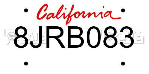 8JRB083 California License Plate