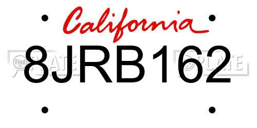 8JRB162 California License Plate