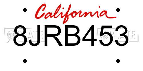 8JRB453 California License Plate