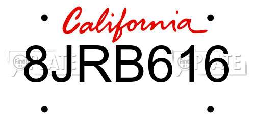 8JRB616 California License Plate