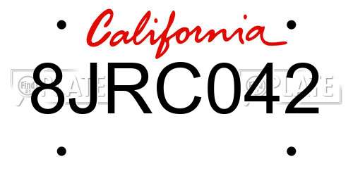 8JRC042 California License Plate