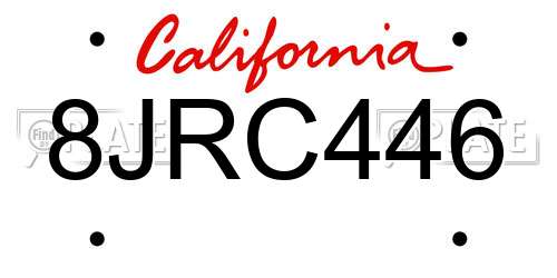 8JRC446 California License Plate