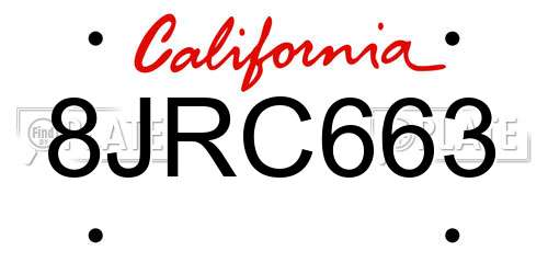 8JRC663 California License Plate