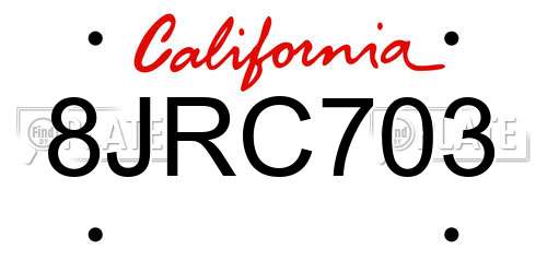 8JRC703 California License Plate