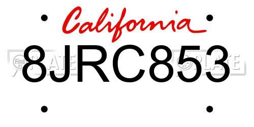 8JRC853 California License Plate