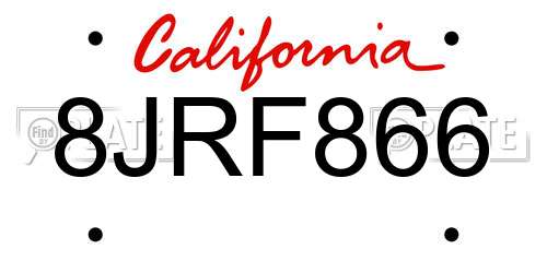 8JRF866 California License Plate