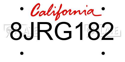 8JRG182 California License Plate
