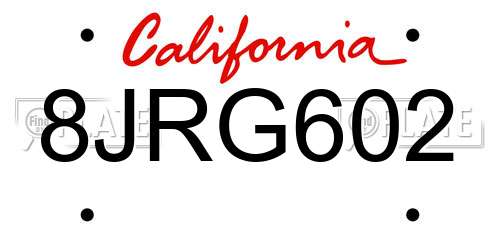 8JRG602 California License Plate