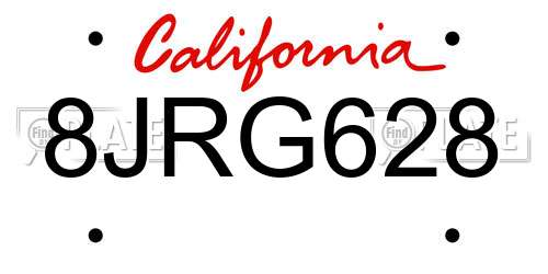 8JRG628 California License Plate
