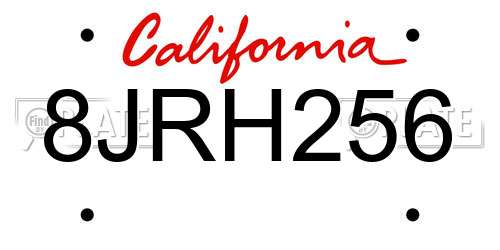 8JRH256 California License Plate