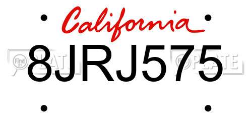 8JRJ575 California License Plate