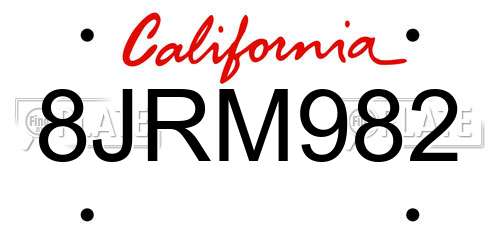 8JRM982 California License Plate