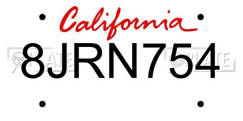 8JRN754 California License Plate