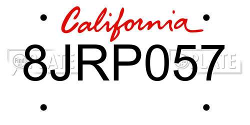 8JRP057 California License Plate