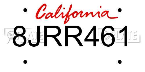 8JRR461 California License Plate