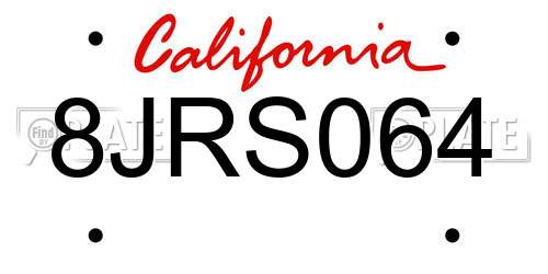 8JRS064 California License Plate