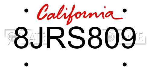 8JRS809 California License Plate
