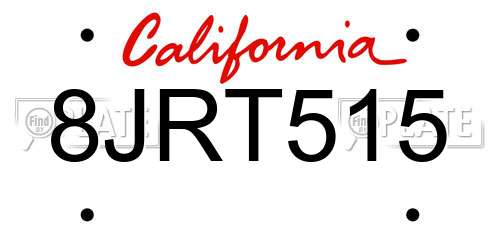 8JRT515 California License Plate