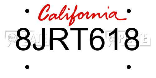 8JRT618 California License Plate