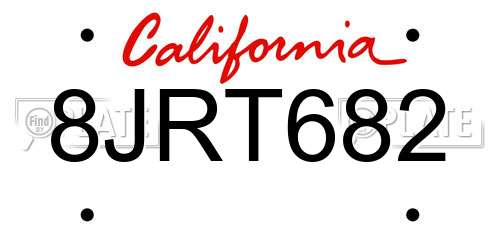 8JRT682 California License Plate