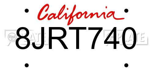 8JRT740 California License Plate