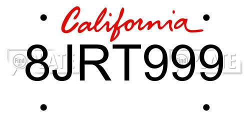 8JRT999 California License Plate