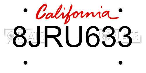 8JRU633 California License Plate