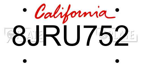 8JRU752 California License Plate