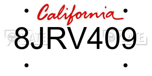 8JRV409 California License Plate