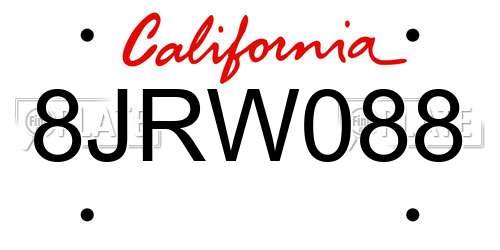 8JRW088 California License Plate