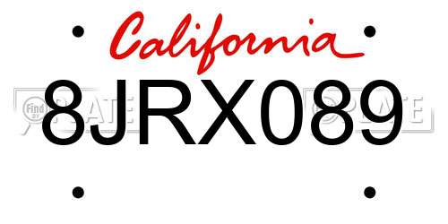 8JRX089 California License Plate