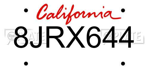 8JRX644 California License Plate