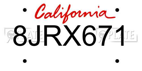 8JRX671 California License Plate