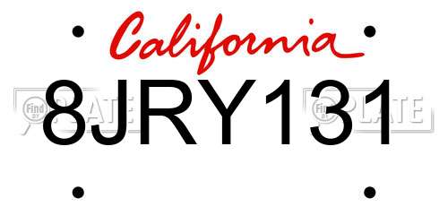 8JRY131 California License Plate