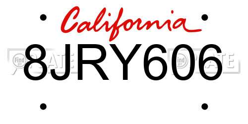 8JRY606 California License Plate