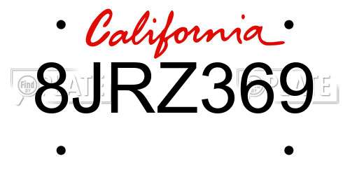 8JRZ369 California License Plate
