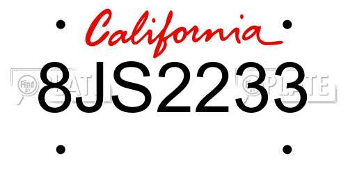 8JS2233 California License Plate