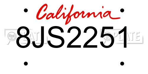 8JS2251 California License Plate