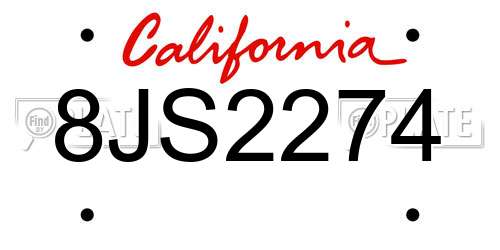8JS2274 California License Plate