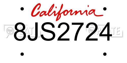 8JS2724 California License Plate