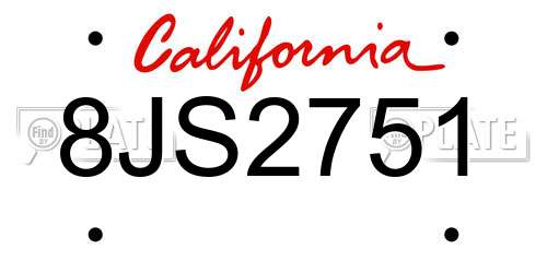 8JS2751 California License Plate