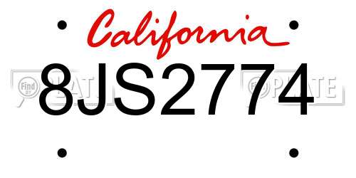 8JS2774 California License Plate