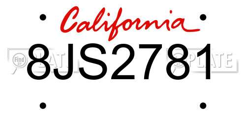 8JS2781 California License Plate