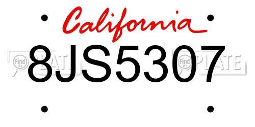 8JS5307 California License Plate